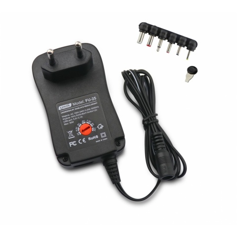 Zasilacz regul. FU-25 LINEAR: 3-12V 2,5A; USB 2,1A