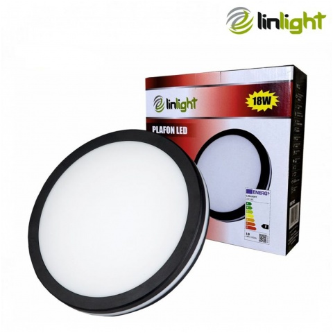 Plafon LED IP65 LINLIGHT LRC18C 18W K:4000 czarny