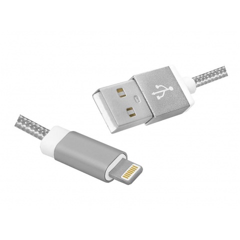 PRZEWÓD USB A-wtyk/wtyk iPHONE 1m silver 